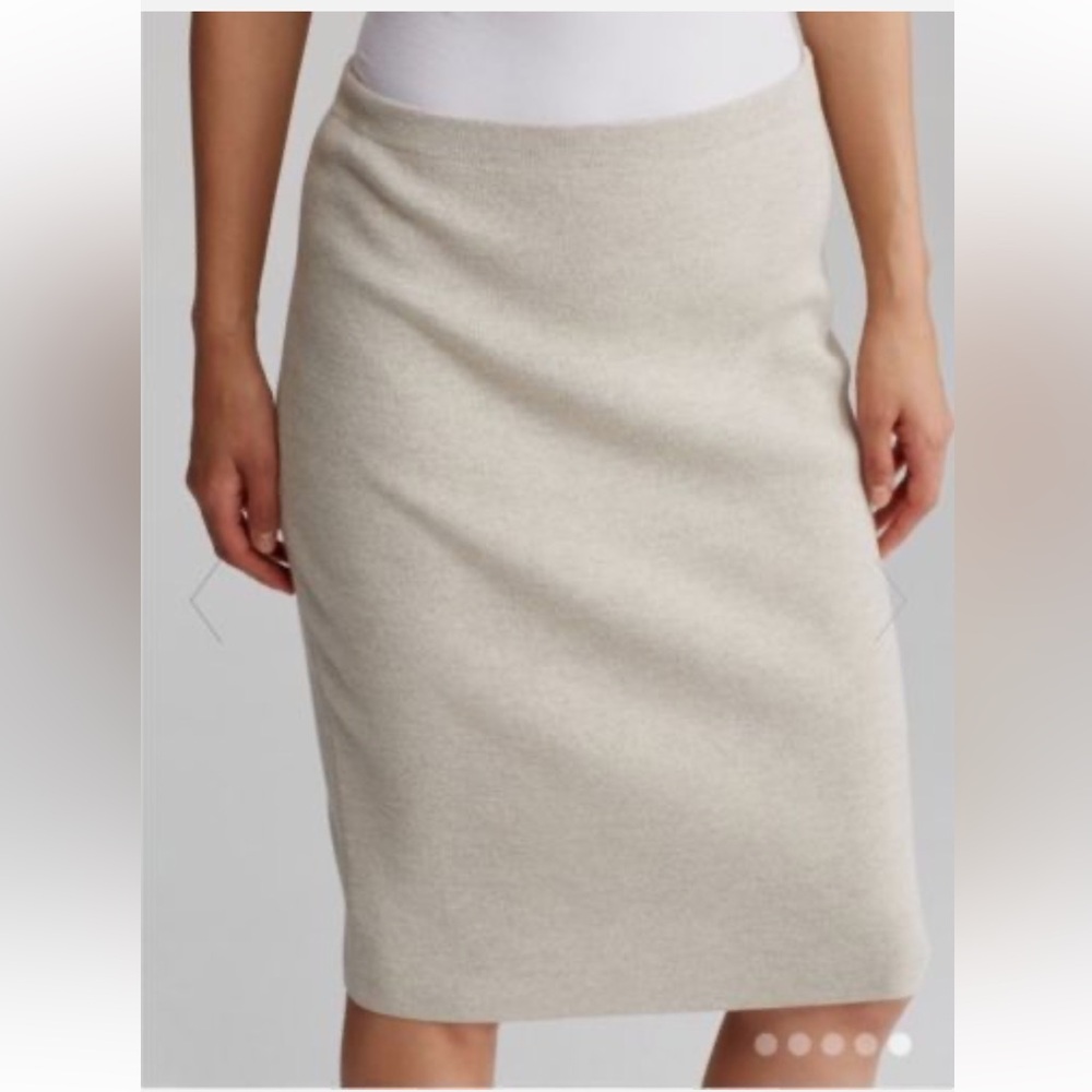 EILEEN FISHER Washable Wool Crepe SEA SALT Straight Skirt  size XL
